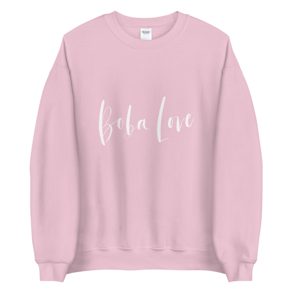 Light Pink S Boba Love Script Sweatshirt