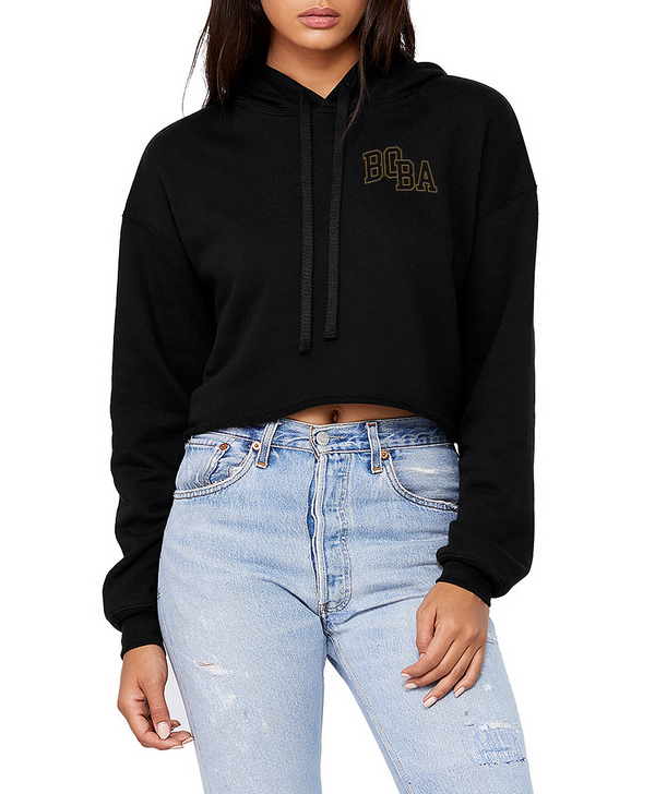  Embroidered College Letters Crop Hoodie
