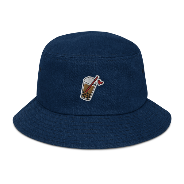 Embroidered Icon Denim Bucket Hat