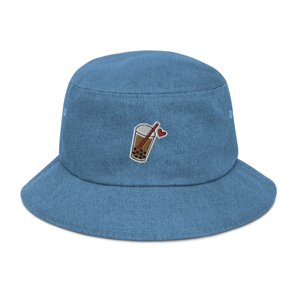 Light Denim Embroidered Icon Denim Bucket Hat