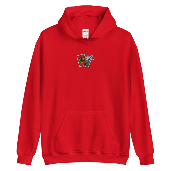 Red S Embroidered Lunar New Year Boba Hoodie
