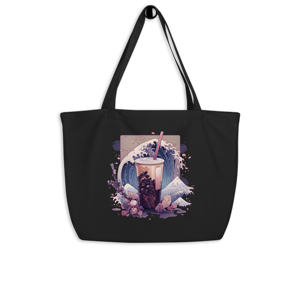 The Great Boba Wave Large Tote Bag