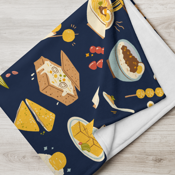 Snacks in Taiwan Throw Blanket (Midnight)