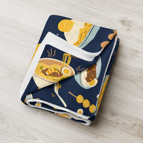 Snacks in Taiwan Throw Blanket (Midnight)