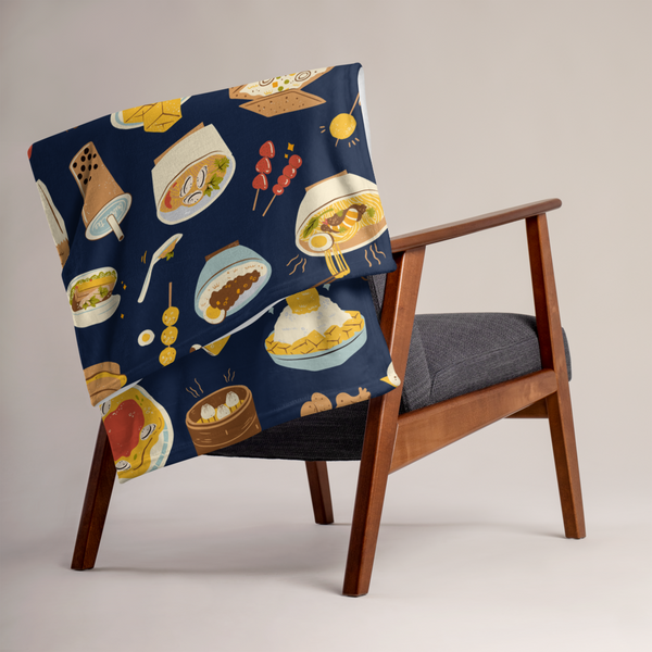 Snacks in Taiwan Throw Blanket (Midnight)