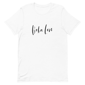 White XS Boba Love Script Shirt