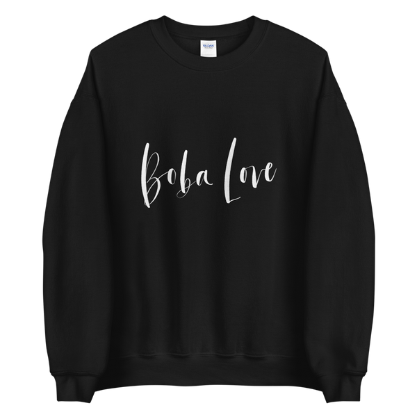 Black S Boba Love Script Sweatshirt