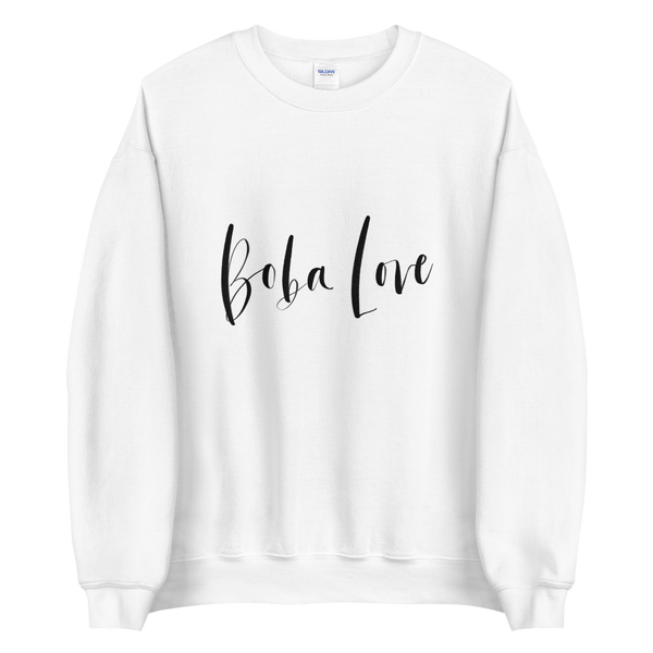 White S Boba Love Script Sweatshirt