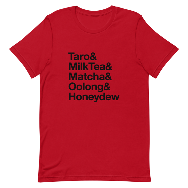 Red S Bubble Tea Flavors Shirt