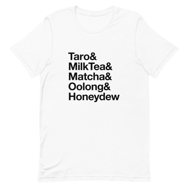 White XS Bubble Tea Flavors Shirt