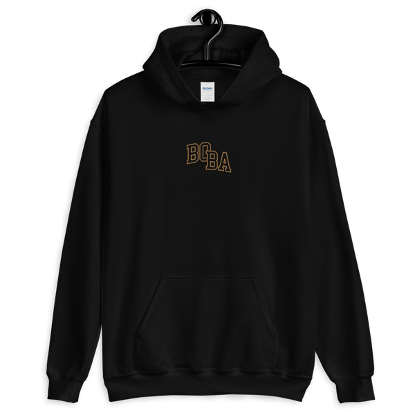 Black S Embroidered College Letters Hoodie