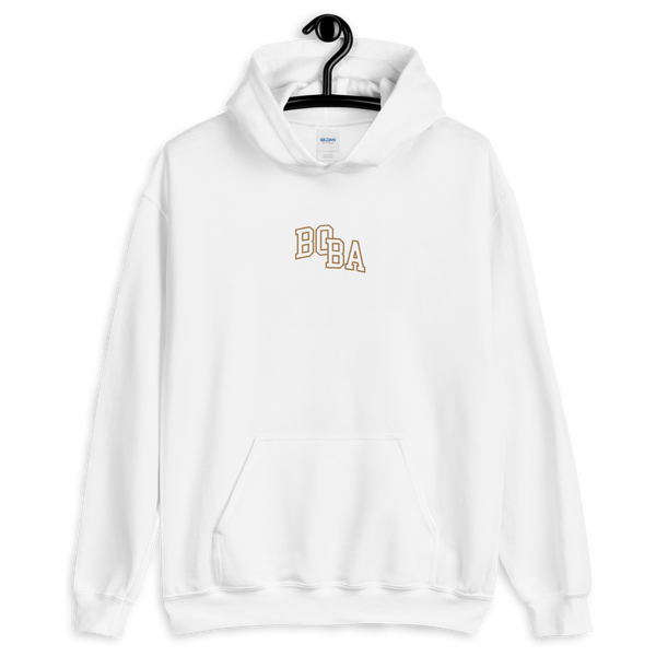 White S Embroidered College Letters Hoodie