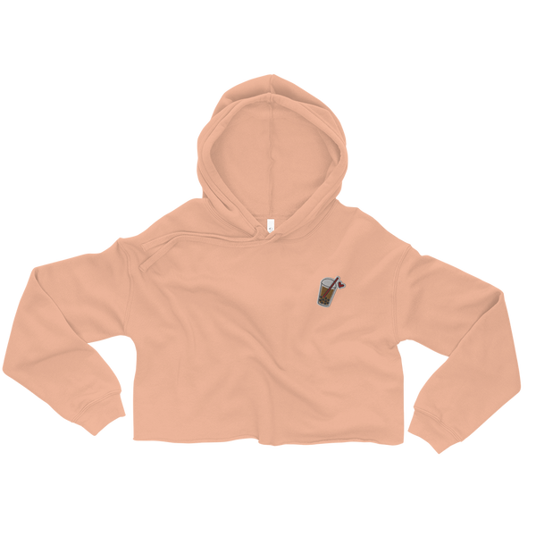 Peach S Embroidered Icon Crop Hoodie