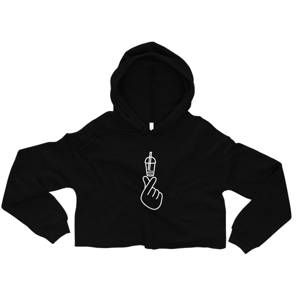 Black S I Love Bubble Tea Crop Hoodie