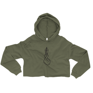 Military Green S I Love Bubble Tea Crop Hoodie