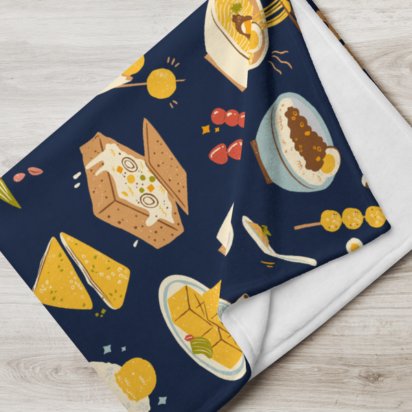  Snacks in Taiwan Throw Blanket (Midnight)