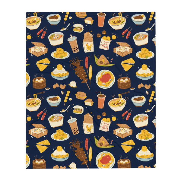  Snacks in Taiwan Throw Blanket (Midnight)